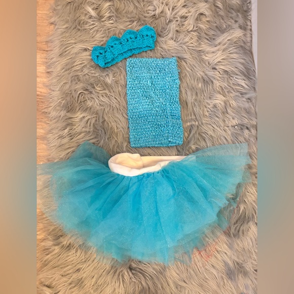 NO BRAND Other - Turquoise Thick Tutu Set with Headband  and Top photo prop NB